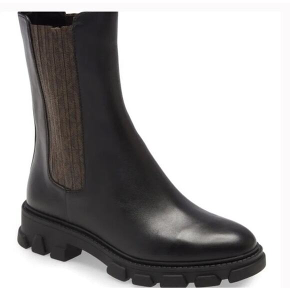 Michael Kors Leather Boots Black Lug Sole Pull-On Women’s 6 NWOB - Picture 1 of 9